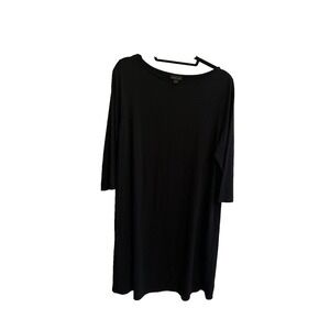 J. Jill Wearever Collection, Black Stretch Knit Dress, Boat Neck, Half Slv, L